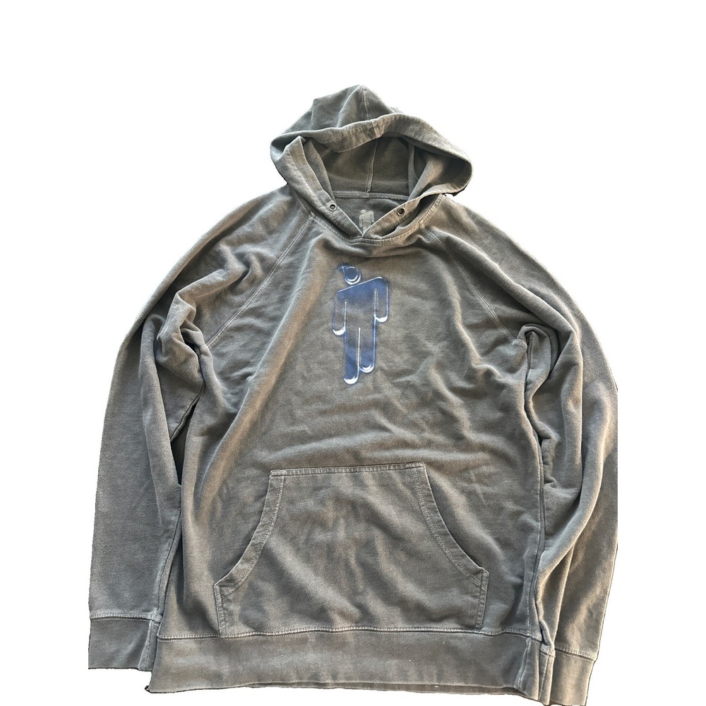 Billie Eilish Blue Mens Gray Pullover Hooded Fleece Size Medium